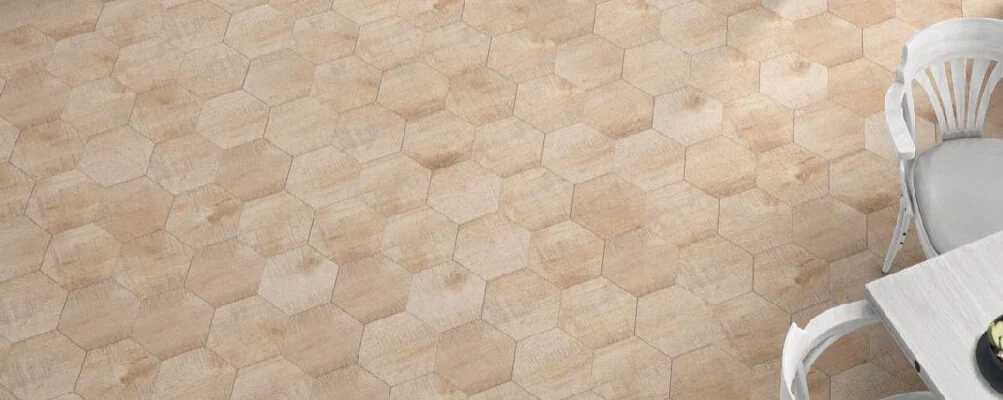 suelo imitacion madera hexagonal sawnwood 25x22