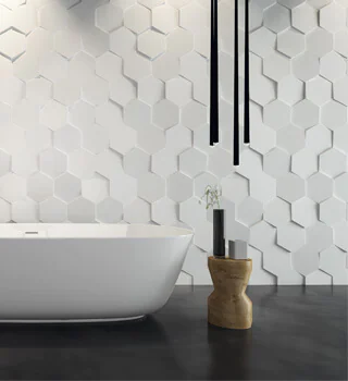 baño con Azulejo hexagonal blanco con relieve 21,5x25 WOW