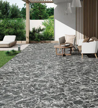 Suelo de marmol negro serie Giulia para exteriores y terrazas