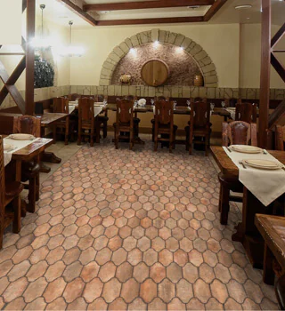 pavimento imitación barro alhama cotto restaurante