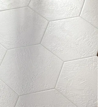 Pavimento hexagonal blanco con relieve 25x22