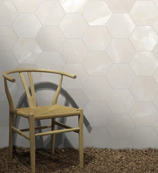 Suelo marmol pulpis marfil hexagonal 25x22