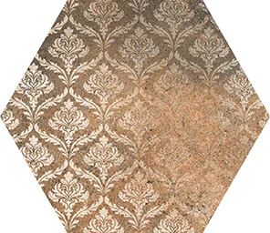 baldosa hexagonal barro decorada