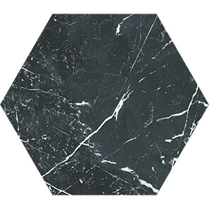Suelo mármol negro marquina hexagonal 25x22cm