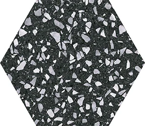 suelo terrazo hexagonal 25x22 color black