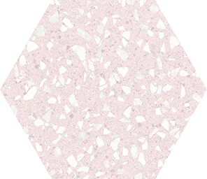 suelo terrazo hexagonal 25x22 color rosa
