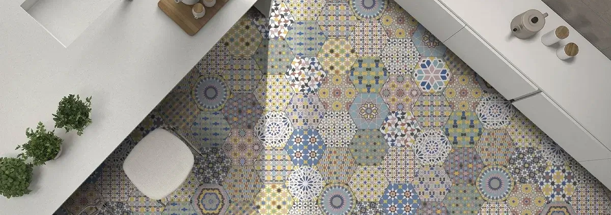 Azulejo hidráulico hexagonal kasbah mix 25x22 codicer