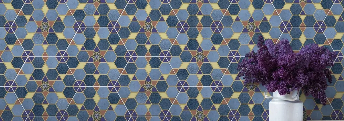 Azulejo decorado hexagonal serie khalal 25x22 codicer
