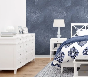 dormitorio con azulejo hexagonal gaudi ducados white codicer