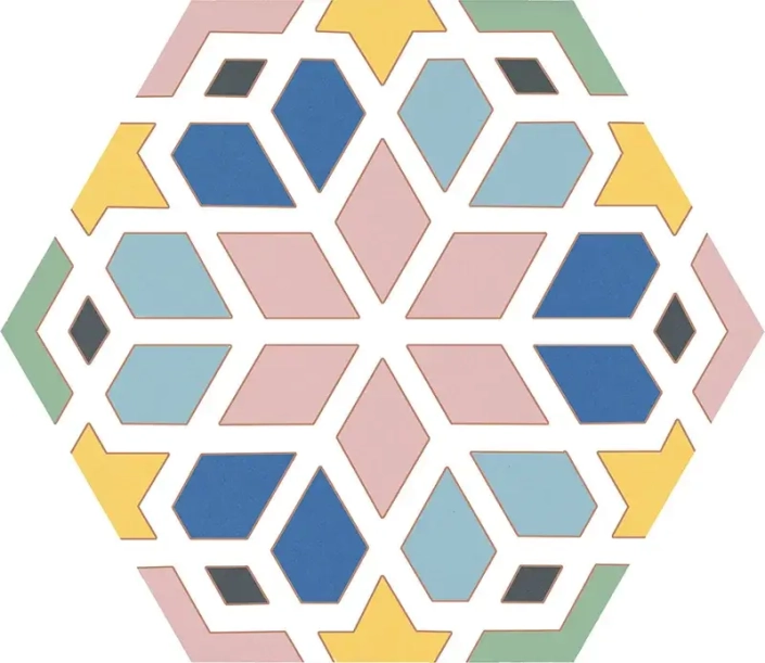 azulejo hidráulico colores hexagonal