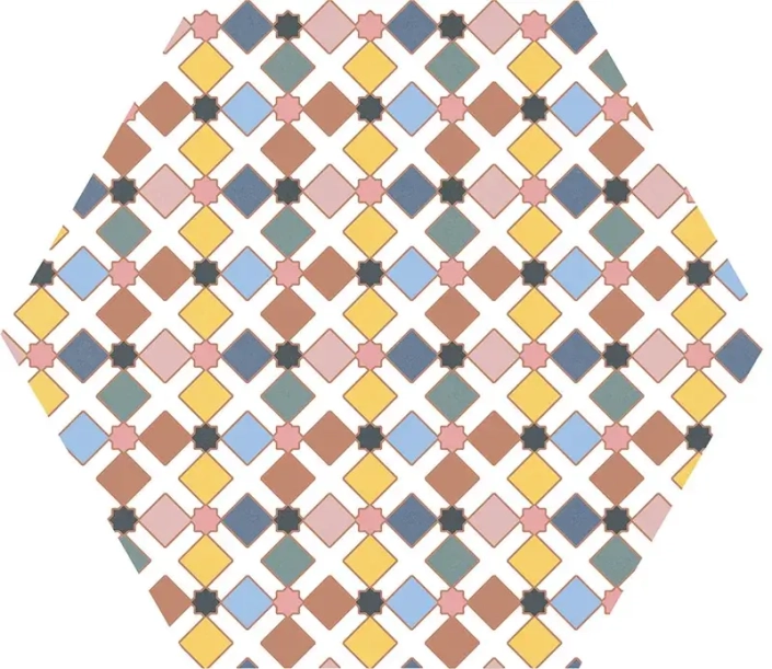 azulejo tipo patchwork hexagonal