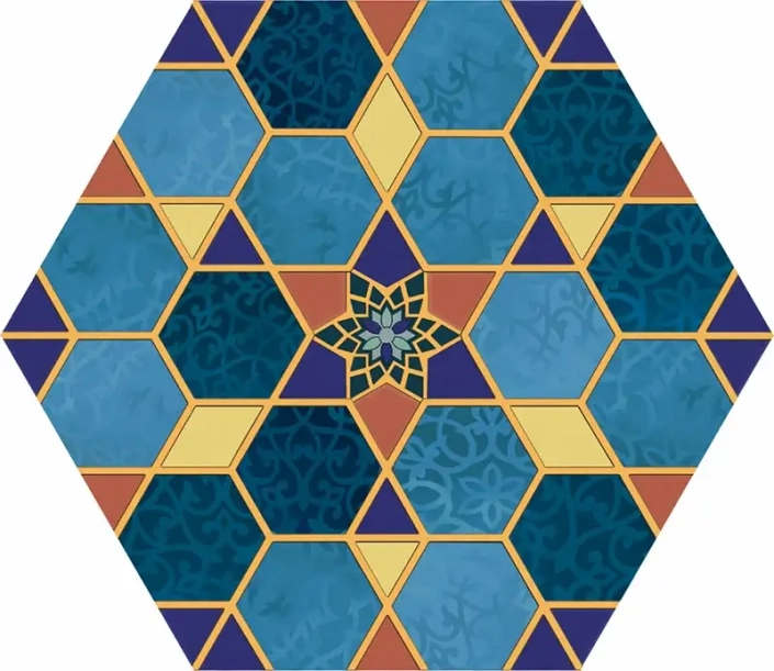 azulejo azul hexagonal 25x22
