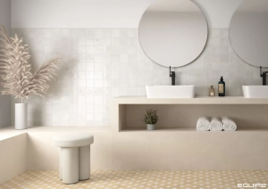 Baño con azulejo menorca white10x10 equipe