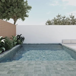 Piscina con azulejo sukabumi blue 11x11cm wow design