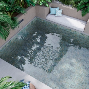 Piscina con azulejo Dive avorio 15x15 ceramicas ribesalbes