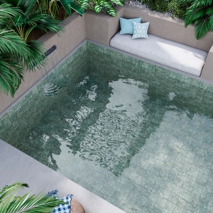 Piscina con azulejo Dive jasper 15x15 ceramicas ribesalbes