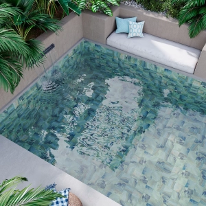 Piscina con azulejo Dive tropicana 15x15 ceramicas ribesalbes